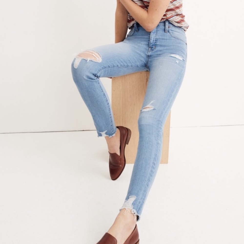 Madewell 9" High-Rise Skinny Jeans Distressed-Hem